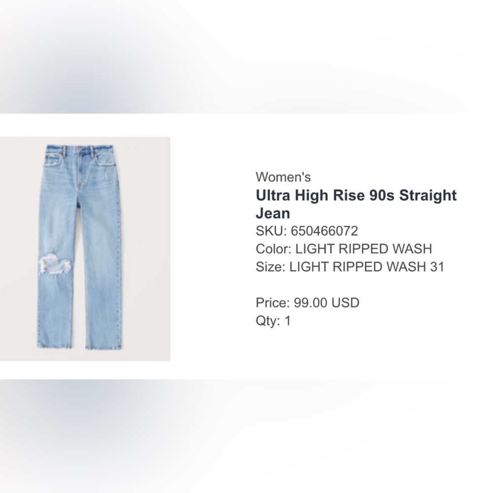 Abercrombie & Fitch / Ultra High Rise 90s Straight
Jean